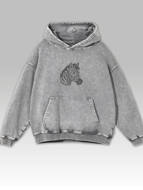 Bluza oversize z kapturem Haftowana Zebra